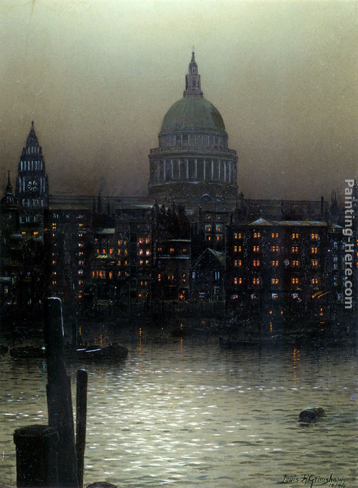 St. Paul's Cathedral from Bankside painting - Louis H. Grimshaw St. Paul's Cathedral from Bankside art painting